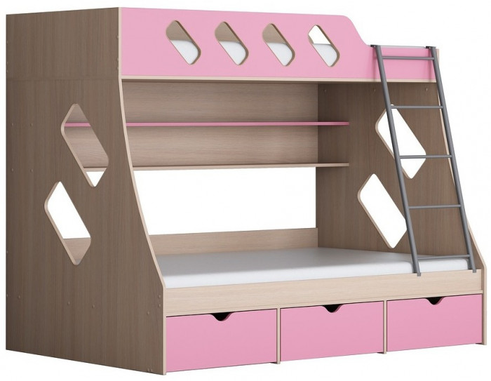 Дельта-20.01 Детская двухъярусная кровать с лестницей (Венге, Дуб молочный)