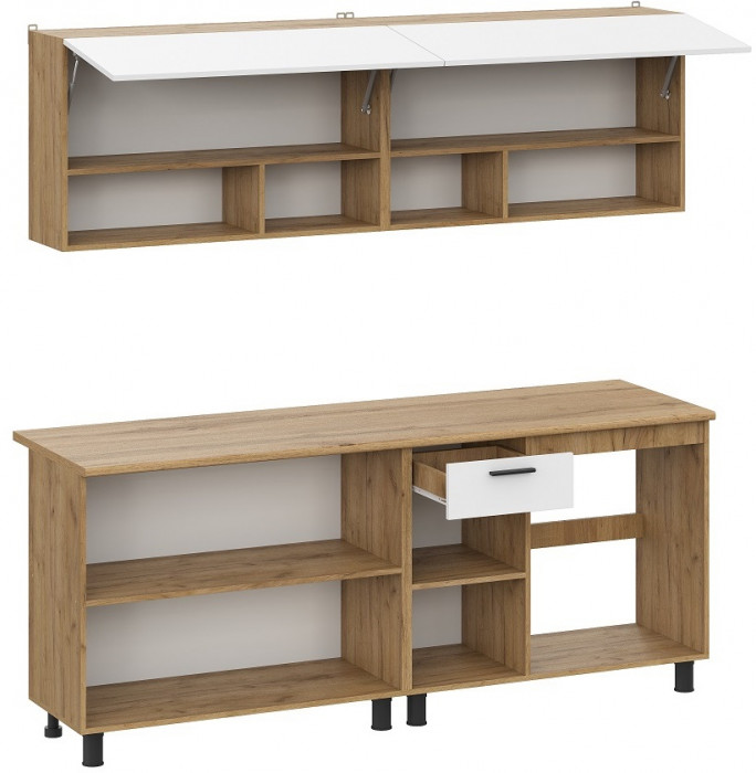 Кухонный гарнитур Монако 2м. Дуб Золотой, Белый