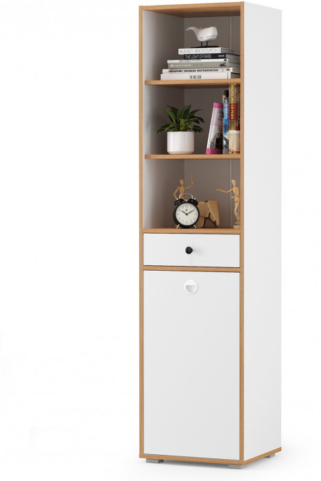 Вуди Компоновка № 35, цвет белый премиум/дуб крафт золотой/саванна латте, сп. м. 900х2000 мм., б/м, основание есть, матрас высотой до 200 мм.