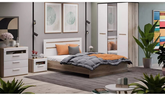 Спальня Фьюжн (Венге линум / Белый глянец)