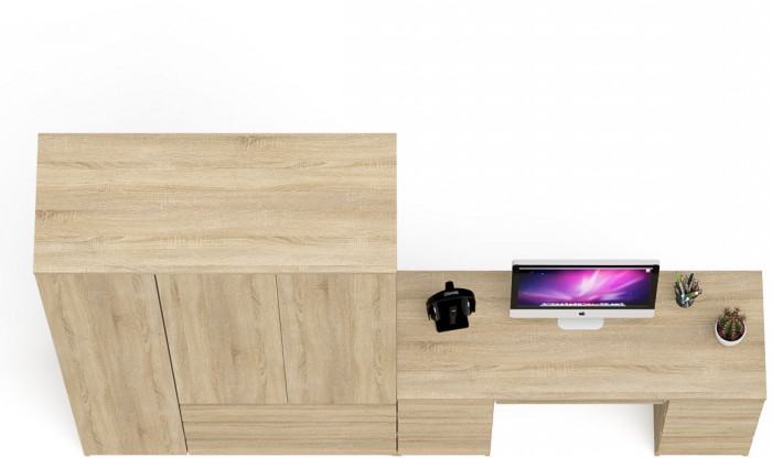 Мори компьютерный стол МС-2 + Шкаф МШ1200.1, дуб сонома