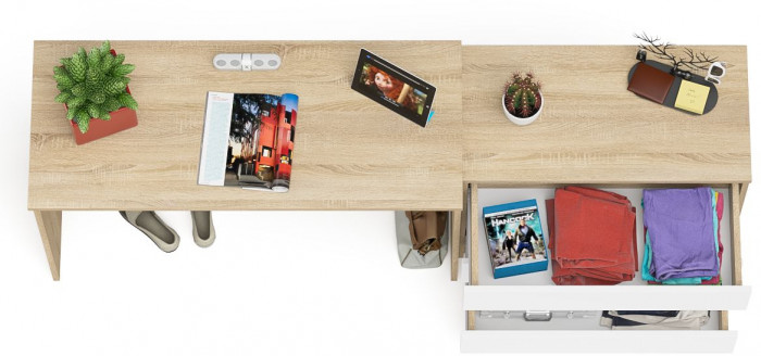 Мори письменный стол МСП1200.1 + Комод МК800.1, дуб сонома/белый