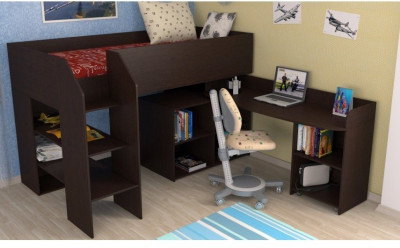 Детская кровать-чердак Теремок-2, Венге