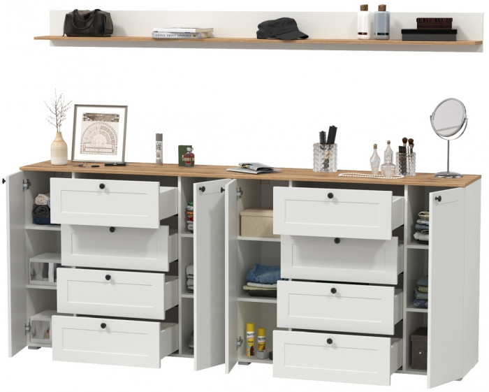 Остин Прихожая 69, цвет белый шагрень/дуб крафт золотой, ШхГхВ 240х41,9х160 см.