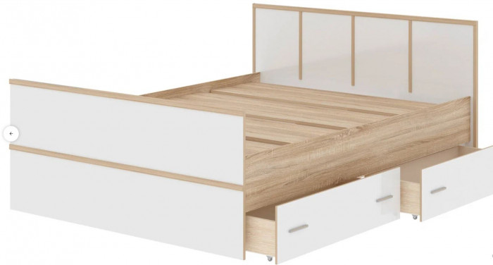 "Сакура" кровать 1,4м ЛИТ (1550х860х2034) дуб сонома/белый