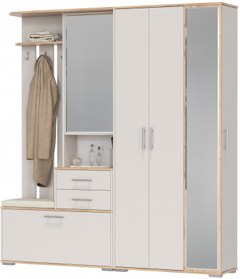 Прихожая Домино 5, цвет дуб крафт золотой/кашемир серый, ШхГхВ 188х36х202 см., универсальная сборка