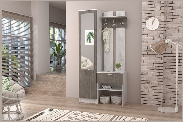 Прихожая Иннэс-3 (Камень Темный/Бетон Светлый)