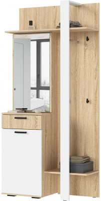 САНСА ПР-01 Прихожая Фасад БЕЛЫЙ,ДУБ СОНОМА/Корпус ДУБ СОНОМА,БЕЛЫЙ