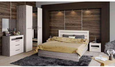 Спальня Фьюжн (Сонома трюфель / Бежевый)