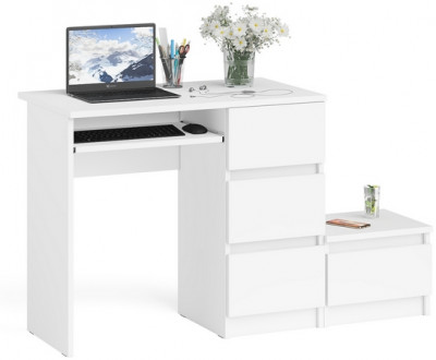 Мори компьютерный стол МС-6 правый + Тумба ТМП400.1, белый