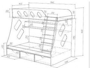 Дельта-20.01 Детская двухъярусная кровать с лестницей (Венге, Дуб Сонома)
