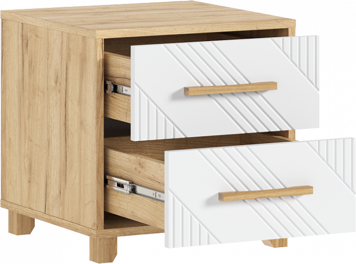 Ирис Тумбы прикроватные, браш вайт/дуб крафт (2шт)