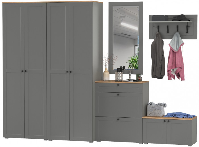 Остин Прихожая 48, серый графит/дуб крафт золотой