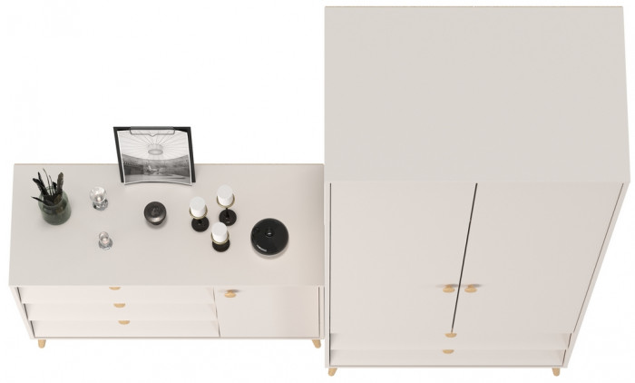 Афина Спальня Шкаф 2-х дверный + Комод с дверкой и тремя ящиками, кашемир серый