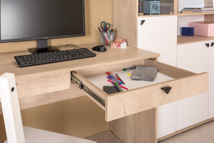 КР100 Бостон № 44, цвет дуб эндгрейн элегантный/фасады МДФ милк рикамо софт, 13.154+13.155+12.69+09.132+13.156, ШхГхВ 269,2х57,2х194,4 см., ун. сборка