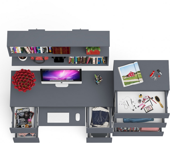 Мори компьютерный стол МС-2 + Комод МК700.5 + Полка 1200, графит