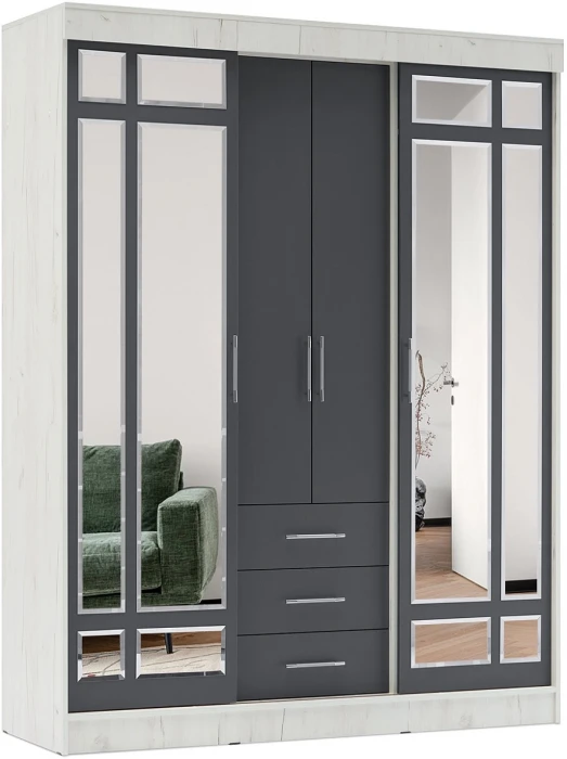 Шкаф-купе Маэстро (Дуб Крафт Белый, Графит)