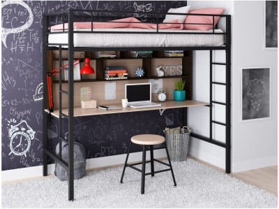 Кровать-чердак Севилья 1.2 (Венге / Дуб молочный, Черный)