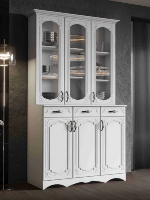 Буфет 3-х створчатый Белый/Белый матовый (МДФ)