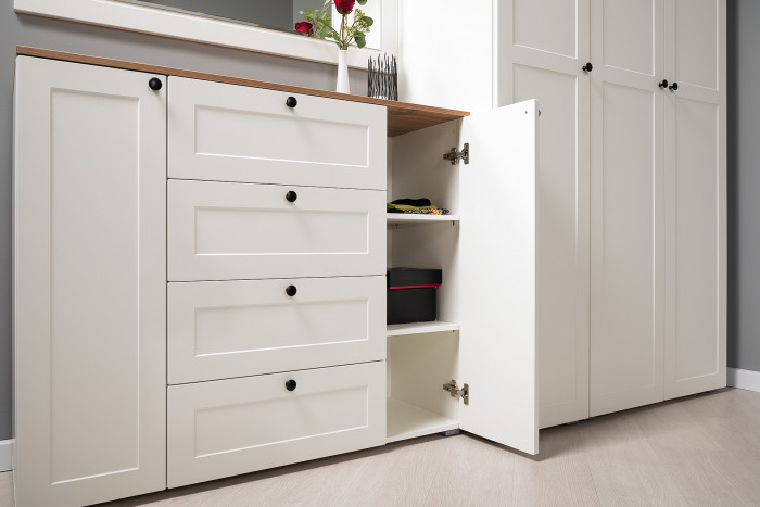 Остин Прихожая 50, белый шагрень/дуб крафт золотой