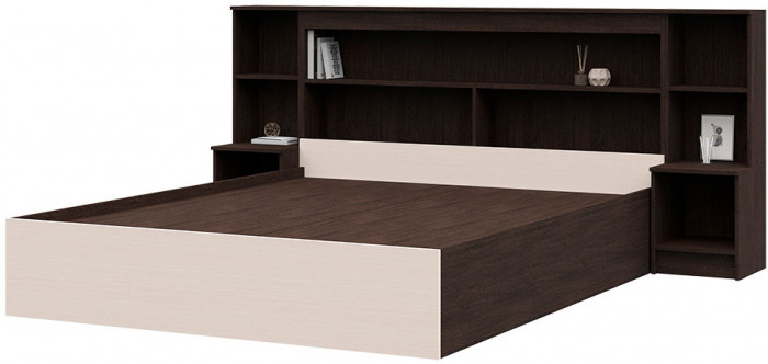 КР 552 Бася ЛДСП кровать с закроватным модулем венге/белфорт
