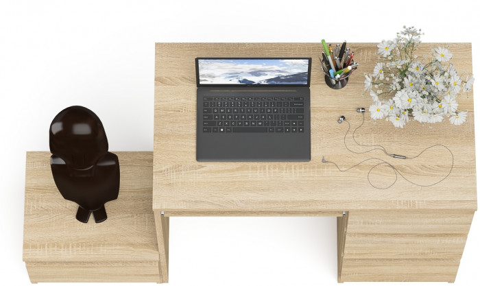 Мори компьютерный стол МС-6 правый + Тумба ТМП400.1, дуб сонома