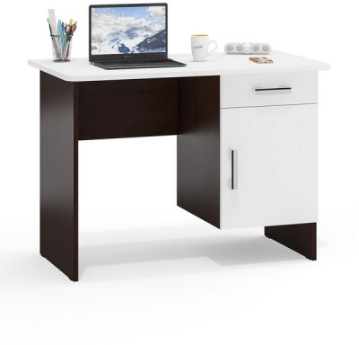 Стол письменный С-МД-1-09, цвет венге/белый шагрень, ШхГхВ 105х57х75 см., НЕ универсальная сборка