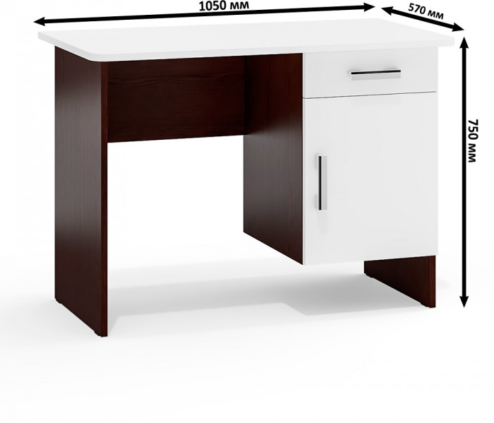 Стол письменный С-МД-1-09, цвет венге/белый шагрень, ШхГхВ 105х57х75 см., НЕ универсальная сборка