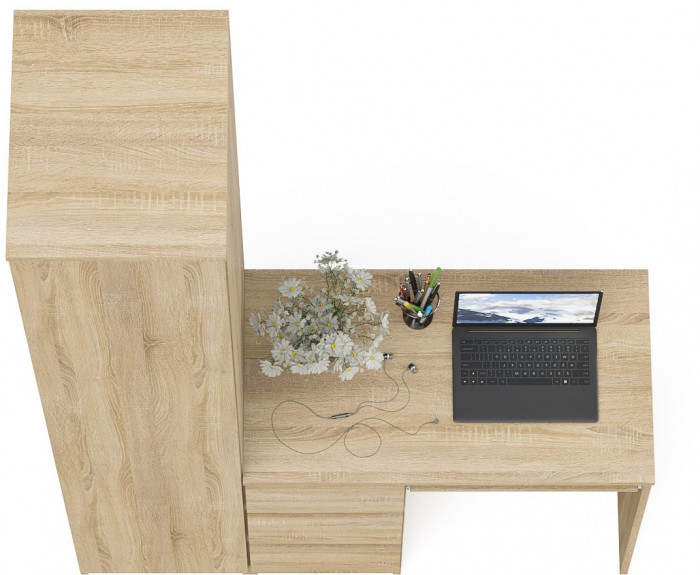 Мори компьютерный стол МС-6 левый + Пенал МШ400.1, дуб сонома