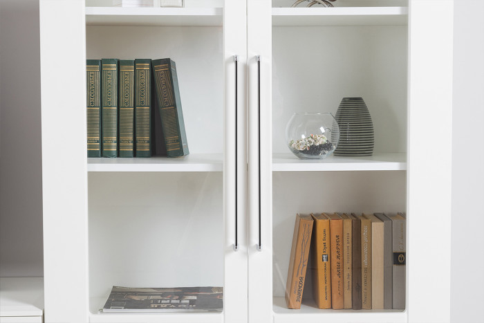 Валенсия Гостиная № 087, ЛДСП белый шагрень/МДФ белый шагрень