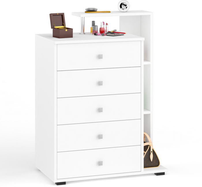 Камелия спальня № 5 Кровать 1400 + Две тумбы + Комод + Зеркало, цвет белый, сп.м. 1400х2000 мм., б/м, основание есть