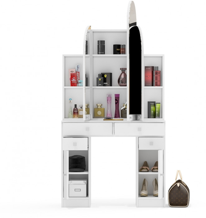 Туалетный столик Трельяж МД №2, цвет белый шагрень, ШхГхВ 90х31х178 см. (Трельяж (Туалетный столик № 2))