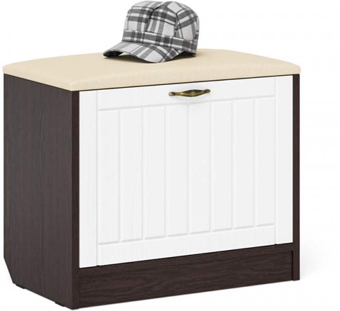 Прихожая П-6 Компоновка № 10, венге/фасады МДФ белое дерево фрезеровка прованс