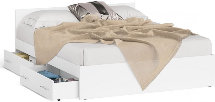 Мори Кровать с ящиками 1600, белый