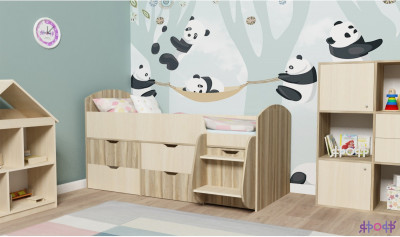 Кровать-чердак Малыш 7 (Белое дерево/Винтерберг)