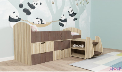 Кровать-чердак Малыш 7 (Белое дерево/Винтерберг)