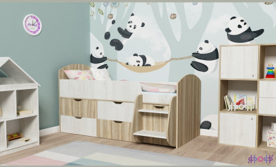 Кровать-чердак Малыш 7 (Белое дерево/Винтерберг)