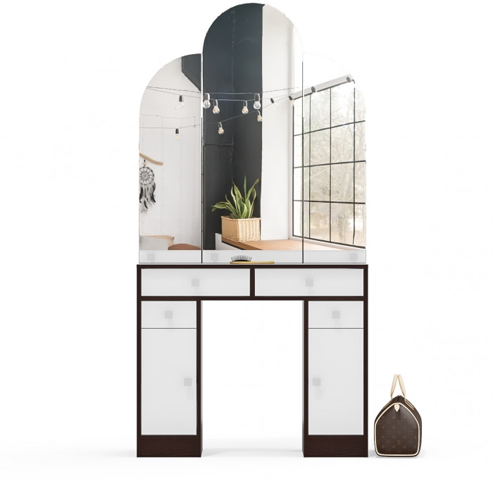 Туалетный столик Трельяж МД №2, цвет венге/белый шагрень, ШхГхВ 90х31х178 см. (Трельяж (Туалетный столик № 2))