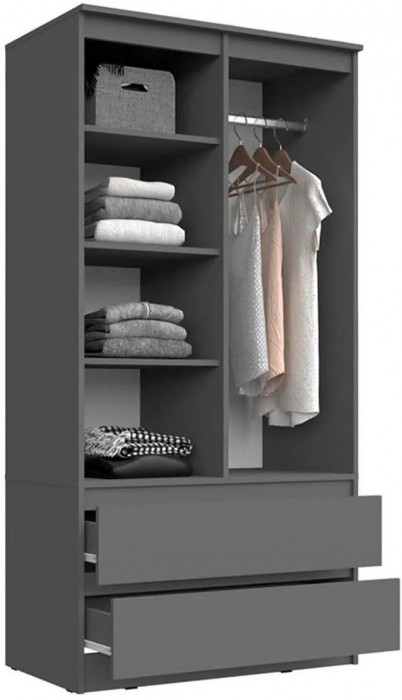 Челси Шкаф 2-х створчатый комбинированный (Графит, Графит)