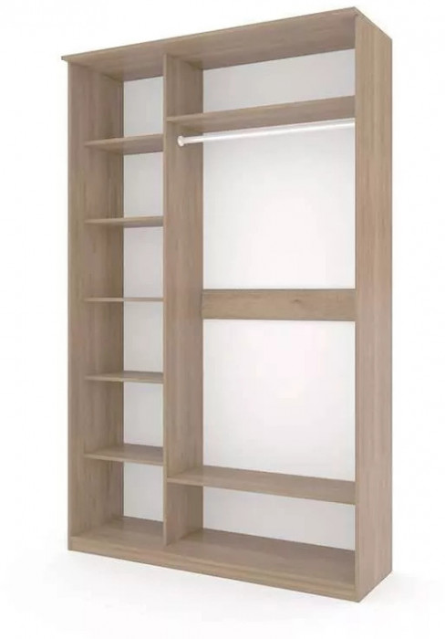 Шкаф купе Модерн 1490х600 2-х дверный 2-х секционный зеркальный с пескоструем №3 ясень