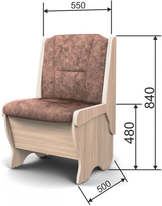 Скамья Лотос 550 ясень светлый/коньяк