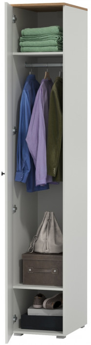 Остин 13.225 Шкаф-пенал, цвет белый шагрень/дуб крафт золотой, ШхГхВ 40х54,3х229,6 см., универсальная сборка