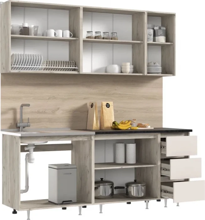 Кухня Челси 2,0м, Крафт серый/Кашемир
