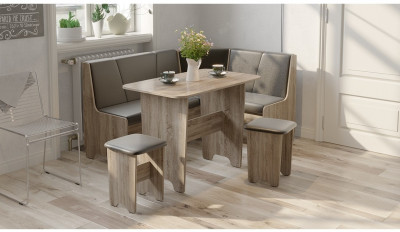 Техас Кухонный уголок Исп.1 (Дуб Сонома трюфель/Экокожа коричневая)