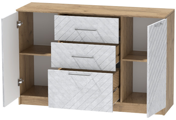 Комод №3 "Иннэс-7", Крафт золотой/Бетон снежный