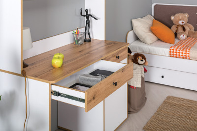 Вуди Компоновка № 50, цвет белый премиум/дуб крафт золотой, ШхГхВ 225х52,7х180,3 см., универсальная сборка