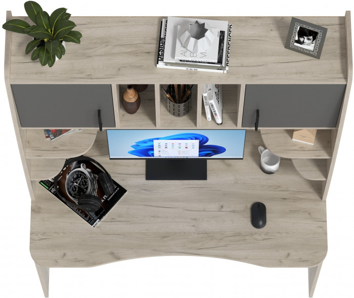 Стол рабочий 6-0604дкс/граф Бета, цвет дуб крафт серый/графит, ШхГхВ 120х60,5х183,5 см.