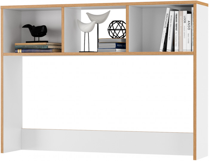 Вуди 13.161 Надстройка на стол, цвет белый премиум/дуб крафт золотой, ШхГхВ 110х24,3х80,3 см.