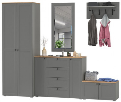 Остин Прихожая 53, серый графит/дуб крафт золотой