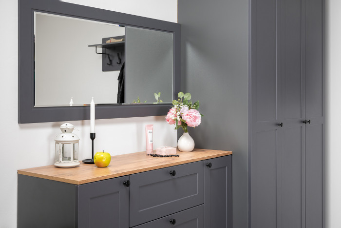 Остин Прихожая 53, серый графит/дуб крафт золотой